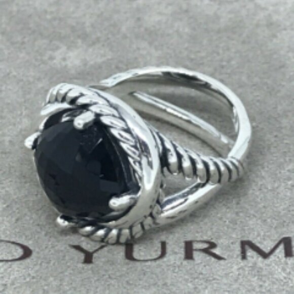 David Yurman Silver Infinity Ring With Black Onyx Gemstone Size 8 - Picture 2 of 5